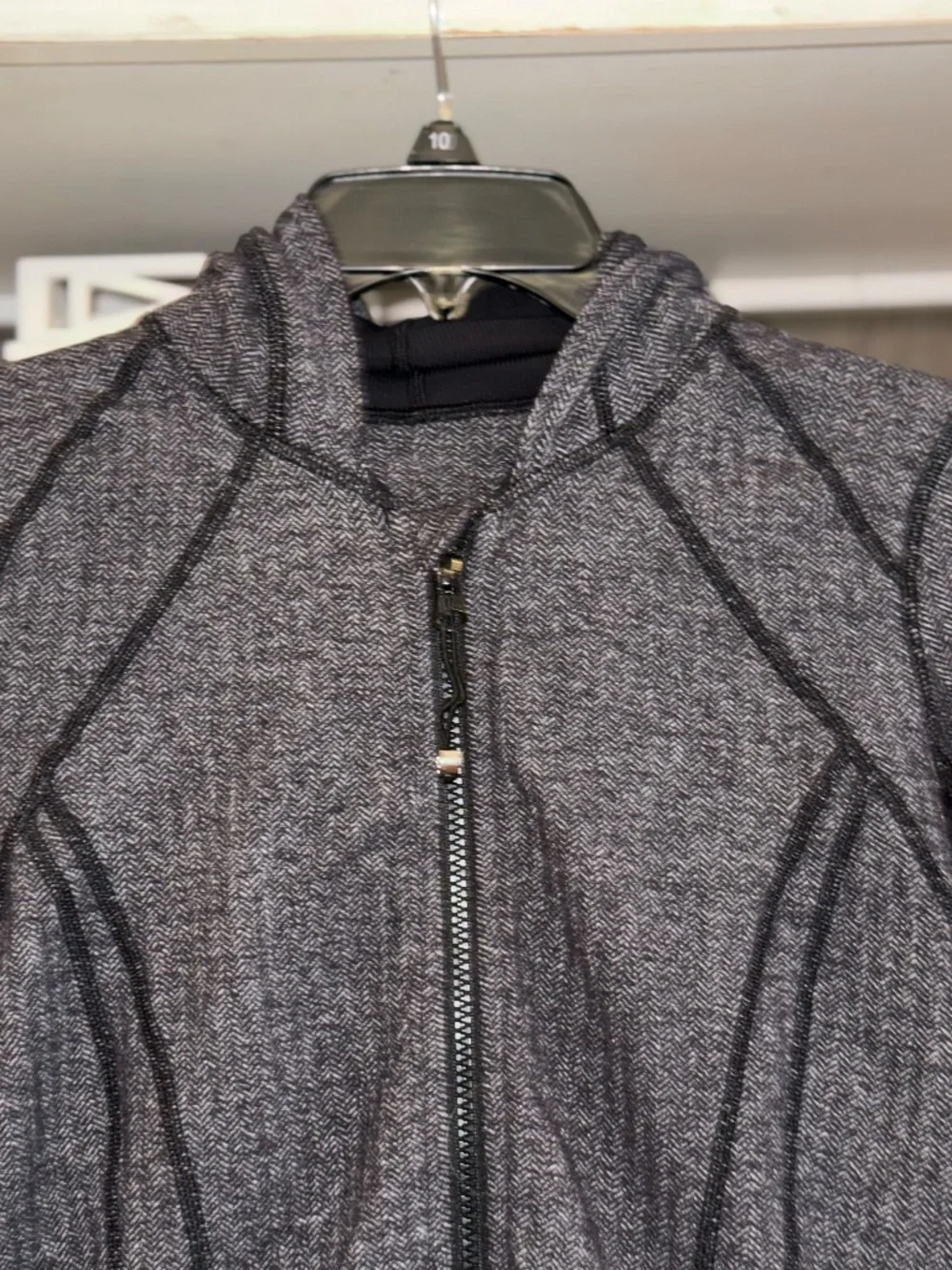 Lululemon 8 long zip up jacket daily practice heathered herringbone black slate - Picture 6 of 7